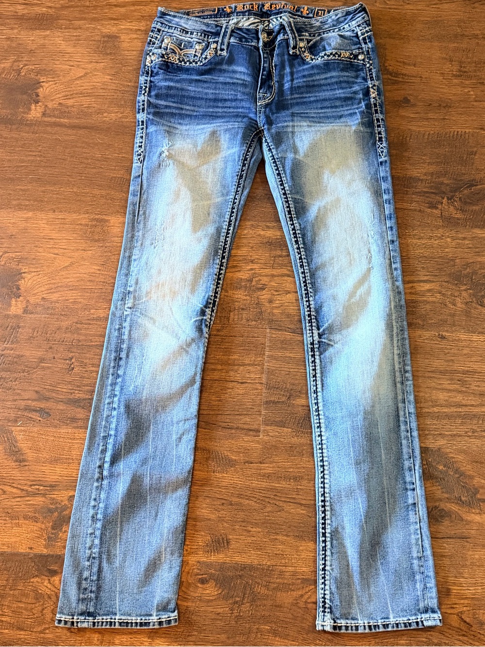Rock Revival Women's Faded Blue Skinny Jeans 31 Low Rise